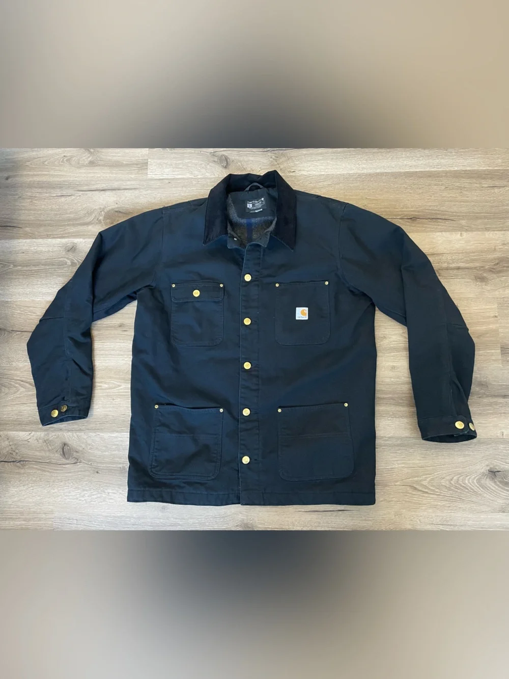 Carhartt Blanket Lined Chore Coat Mens L Tall Button Barn Jacket 103825 BLK